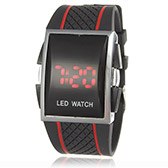 Men Red LED Silicone Watch