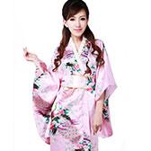 Smooth Colorful Kimono Satin Sleepwear