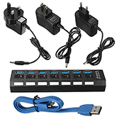 7 Ports USB 3.0 Hub Switch+Power Adapter