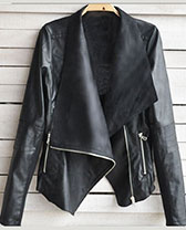Women Cool PU Leather Zipper Jacket