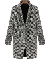 Houndstooth Tweed Wool Women Coat
