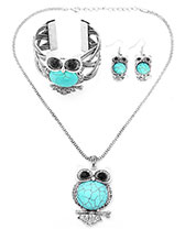 Turquoise Owl Jewelry Set