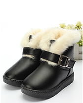 Baby Girls Fur Leather Boots