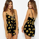 Sunflower Printed Strap Shorts Jumpsuit