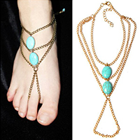 Gold Plated Chain Turquoise Anklet