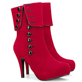 Suede Button Decoration Mid-calf Boots