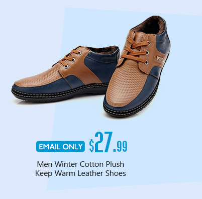 Men Winter Cotton Plush Keep Warm Leather Shoes