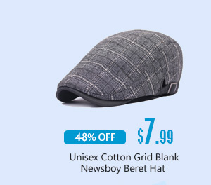 Unisex Cotton Grid Blank Newsboy Beret Hat 