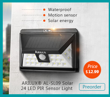 ARILUX® AL-SL09 Solar 24 LED PIR Sensor Light 