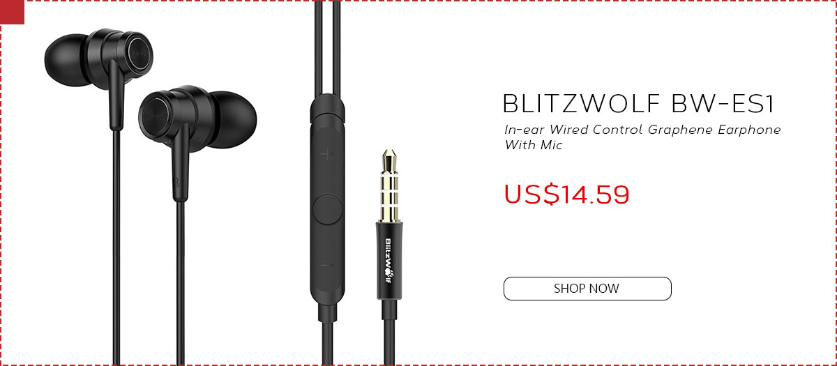 BlitzWolf BW-ES1 In-ear Wired Control Graphene Earphone With Mic