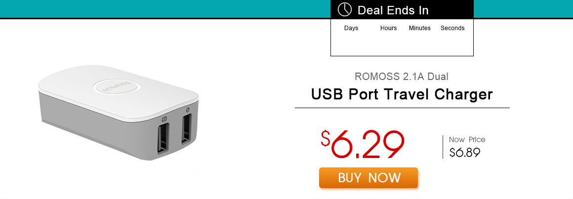 ROMOSS 2.1A Dual USB Port Travel Charger