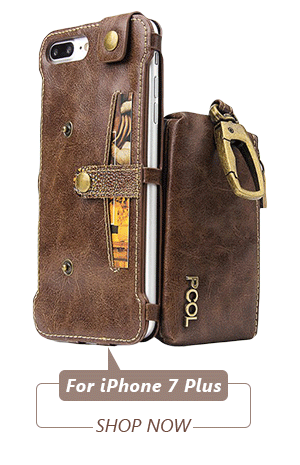 Detachable Zipper Wallet Hook Case For iPhone 7 Plus