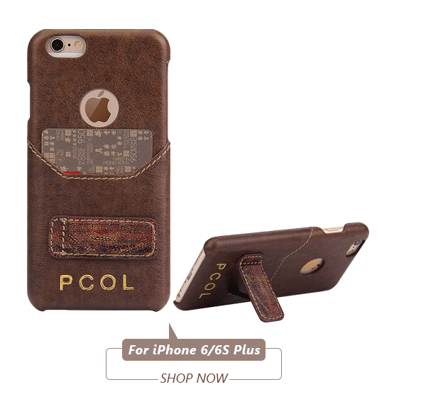 Genuine Leather Wallet Kickstand Case For iPhone 6/6s Plus