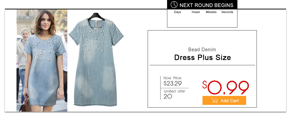 Bead Denim Dress Plus Size