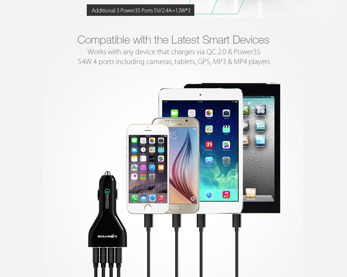 BlitzWolf? 54W Quick Charge QC 2.0 Car Charger 