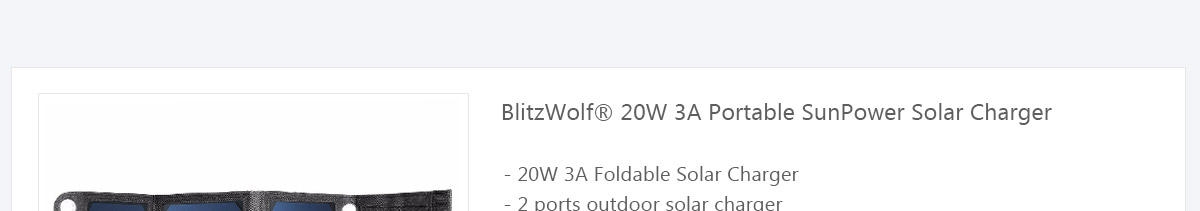 BlitzWolf 20W 3A Portable SunPower Solar Charger 