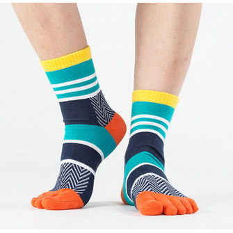 Mens Colorful Cotton Five Toe Socks
