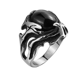 Stainless Steel Black Zircon Ring