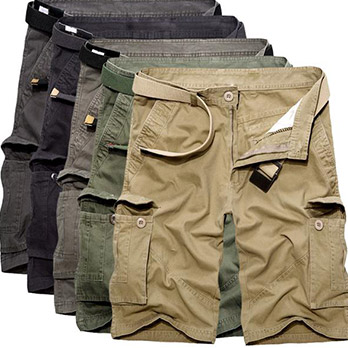 Men Solid Plus Size Cargo Shorts