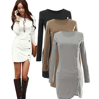 Women Slim Cotton Mini Dress