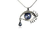 Blue Crystal Evil Eye Teardrop Necklace