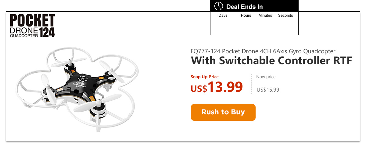 FQ777-124 Pocket Drone 4CH 6Axis Gyro Quadcopter With Switchable Controller RTF