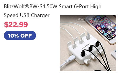 BlitzWolf® BW-S4 50W Smart 6-Port High Speed USB Charger 