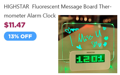 HIGHSTAR  Fluorescent Message Board Thermometer Alarm Clock 
