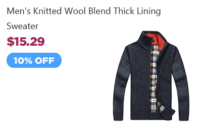 Men's Knitted Wool Blend Thick Polar Fleece Lining Sweater Cardigans
