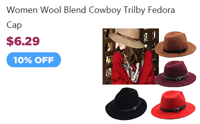 Women Ladies Wool Blend Belt Bowler Trilby Fedora Cap Wide Brim Cowboy Hat
