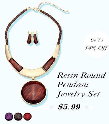 Resin Round Pendant Jewelry Set