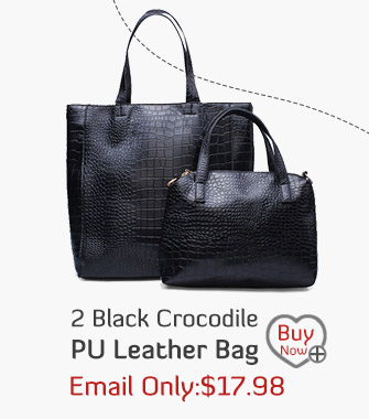 2 Black Crocodile PU Leather Bag