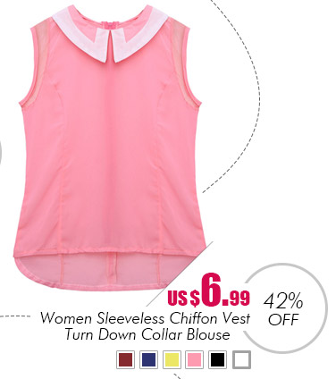 Women Sleeveless Chiffon Vest Turn Down Collar Blouse