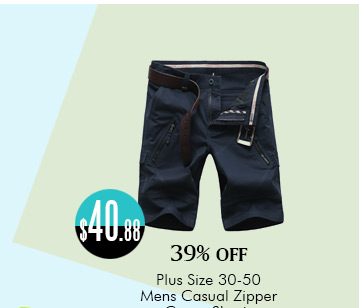 Plus Size 30-50 Mens Casual Zipper Cargo Shorts
