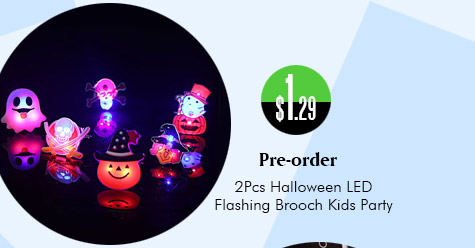 2Pcs Halloween LED Flashing Brooch Kids Party
