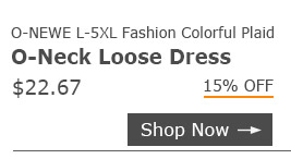 O-NEWE L-5XL Fashion Colorful Plaid O-Neck Loose Dress