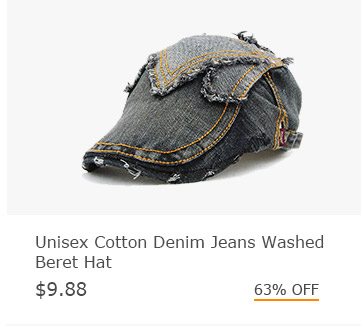 Unisex Cotton Denim Jeans Washed Beret Hat 