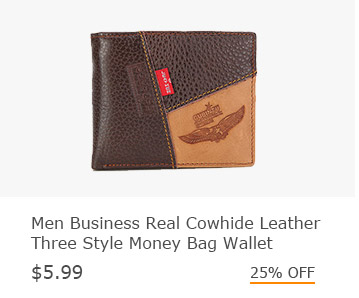 Men Business Real Cowhide Leather Three Style Money Bag Wallet