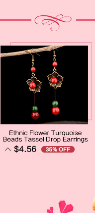 Ethnic Flower Turquoise Beads Tassel Drop Earrings