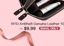 RFID Antitheft Genuine Leather 10 Card Holder