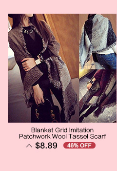 Blanket Grid Imitation Patchwork Wool Tassel Scarf