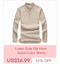 Linen Side Slit Hem Solid Color Shirts