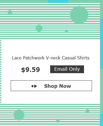 Lace Patchwork V-neck Casual Shirts