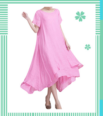 O-NEWE L-5XL Elegant Women Layer Irregular Maxi Dress