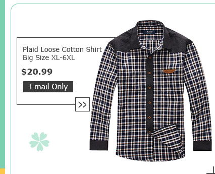 Plaid Loose Cotton Shirt Big Size XL-6XL