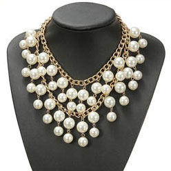 Multilayer Alloy Pearl Statement Necklace