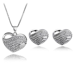 Rhinestone Heart Shaped Jewelry Set