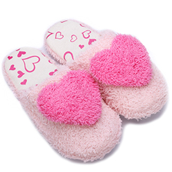 sweet heart plush indoor slippers