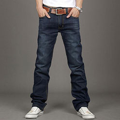 Men's Straight Blue Faded Jeans
