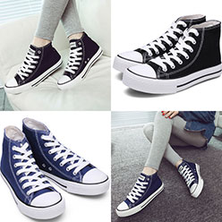 Women High Top Lace Up Canvas Shoes